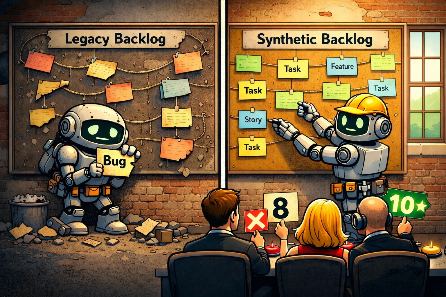 Robot creating a synthetic backlog